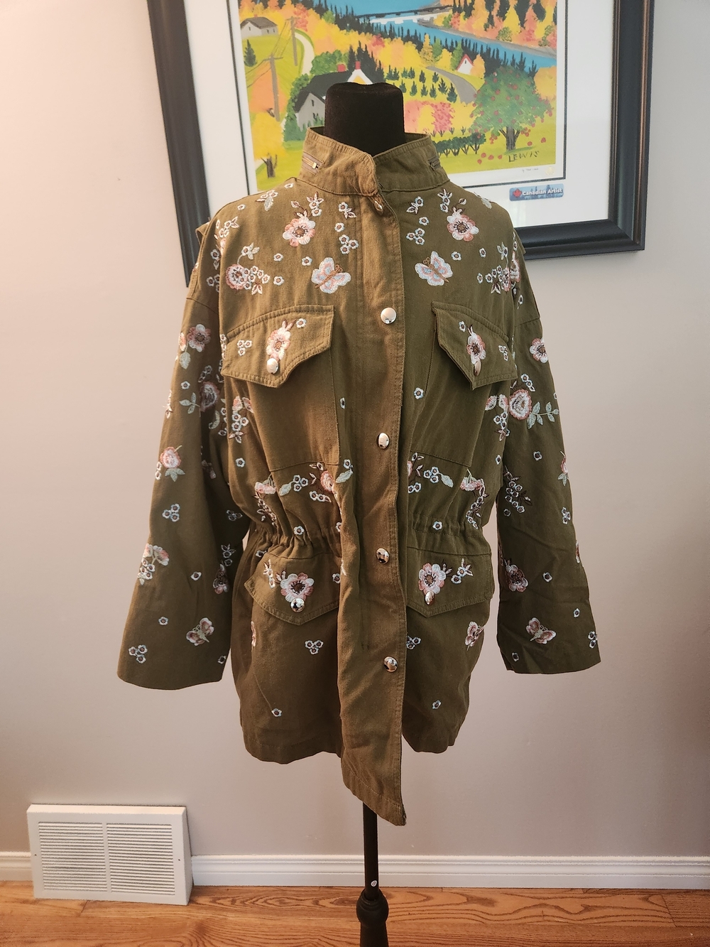 Lilli Collection Butterfly Floral Embroidered Green Jacket